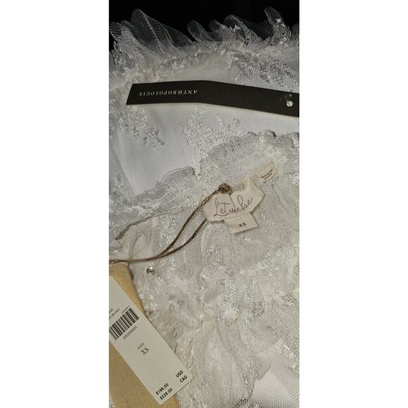 New ANTHROPOLOGIE Let Me Be Short-Sleeve Ruffle Maxi Dress $198 X-SMALL White - Picture 7 of 7